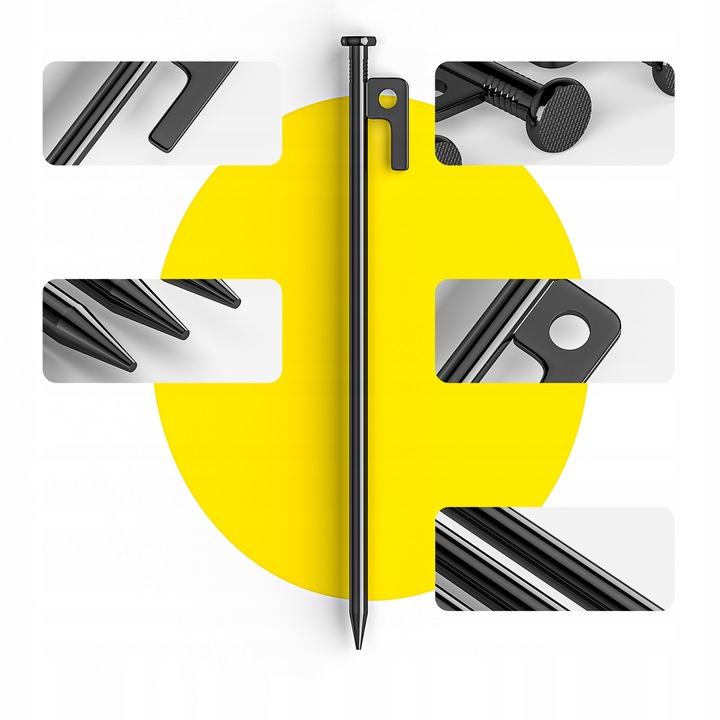 kotwy do trampoliny Solidne kotwa do ziemi 9mm 30cm 8szt z workiem czarny