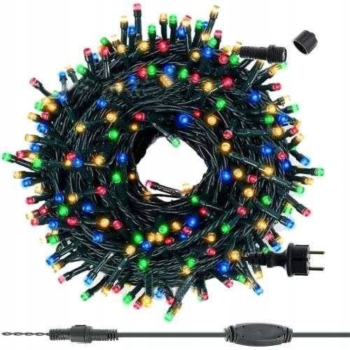 LAMPKI CHOINKOWE LED 200 GRUBY KABEL + Flash 18m
