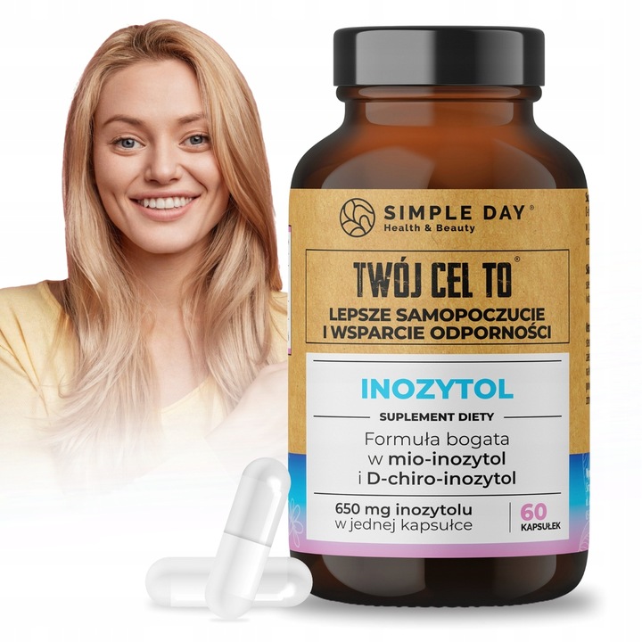 INOZYTOL 650 mg ODPORNOŚĆ PCOS UKŁAD NERWOWY KONCENTRACJA 60 KAPS