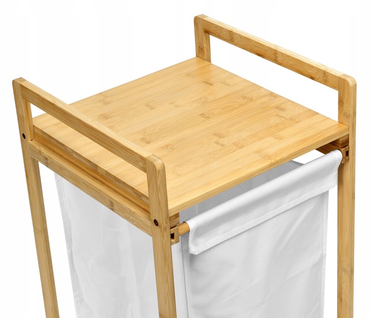 BAMBUSOWY KOSZ NA PRANIE BIELIZNĘ CIUCHY POJEMNIK Z PÓŁKĄ WYSUWANY 40L