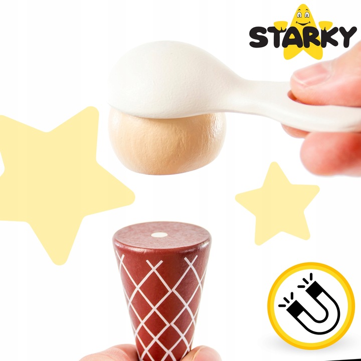 Lodziarnia drewniana dla dzieci zabawka wózek na kółkach lody gałki patyku