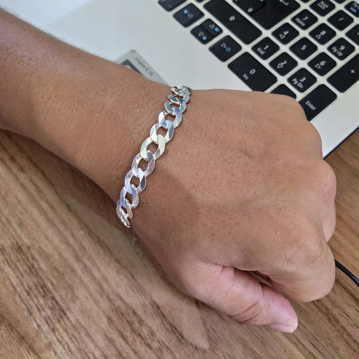 Srebrna Bransoletka Pancerka pr. 925 SREBRO Męska Diamentowana 6mm + GRATIS