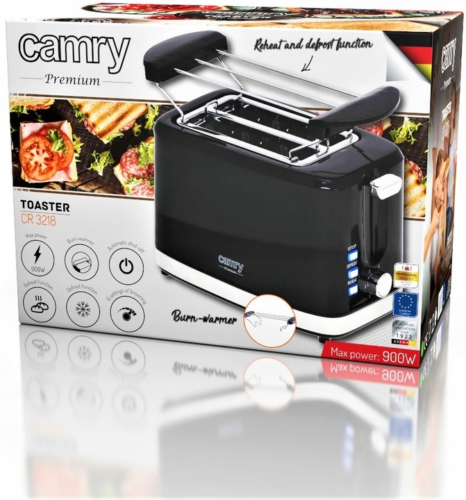 TOSTER OPIEKACZ KANAPEK 6 POZIOMÓW 900W GRZANKI RUSZT DO BUŁEK FUNKCJA STOP