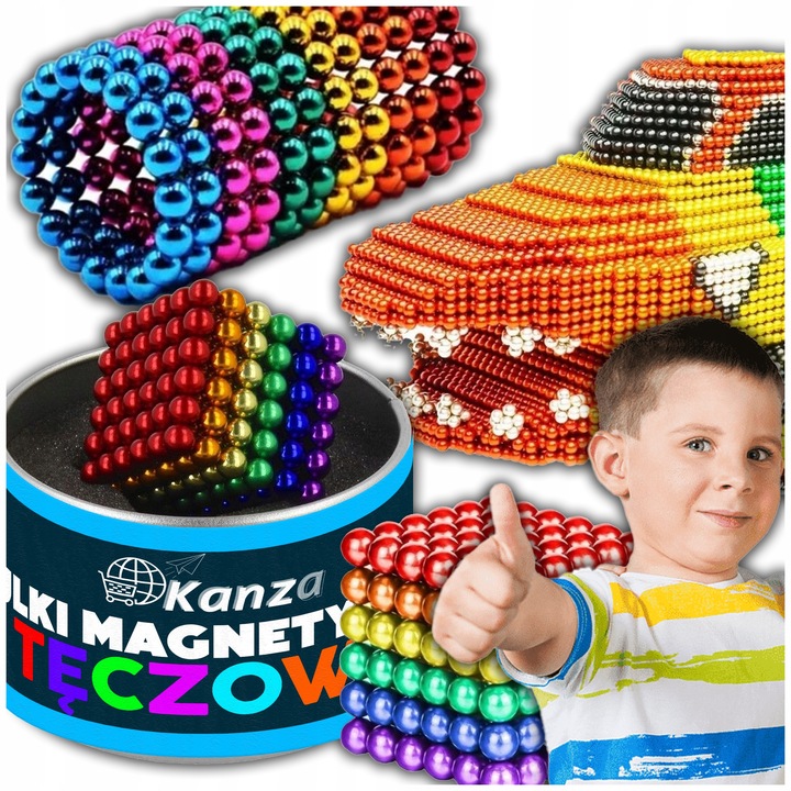 DUŻE KULKI MAGNETYCZNE 216 DZIECI 5MM ANTYSTRESOWE GRA KOLOROWE PREZENT XXL