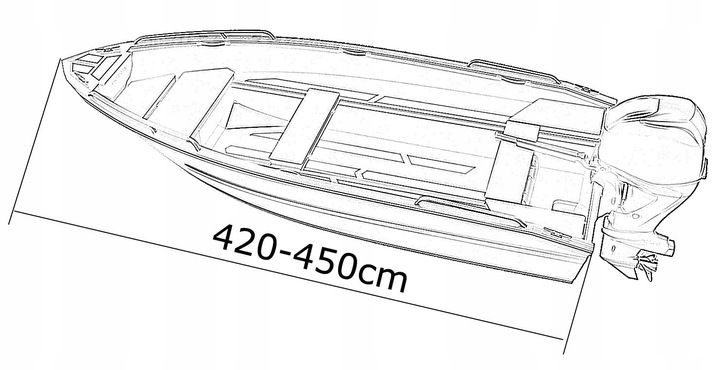 Pokrowiec plandeka osłona przykrycie na łódź łódkę wędkarską 210g 420-450cm
