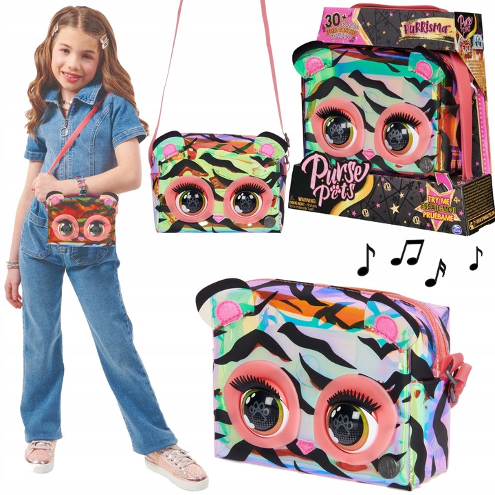 PURSE PETS PURRISMA ZEBRA TOREBKA INTERAKTYWNA Z OCZAMI I DŹWIĘKIEM