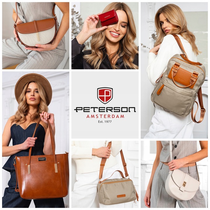 Listonoszka damska Peterson torebka na ramię z paskiem ze skóry eko modna