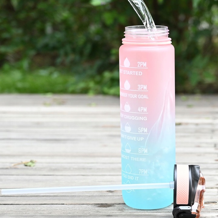 BUTELKA NA WODĘ BIDON SPORTOWY Z MIARKĄ Z PODZIAŁKĄ NA SIŁOWNIE FITNESS 1L