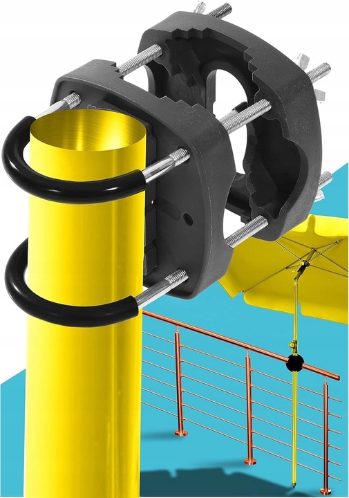 UCHWYT NA PARASOL BALKONOWY NA BALKON DO BARIERKI METAL DUŻY REGULOWANY XXL