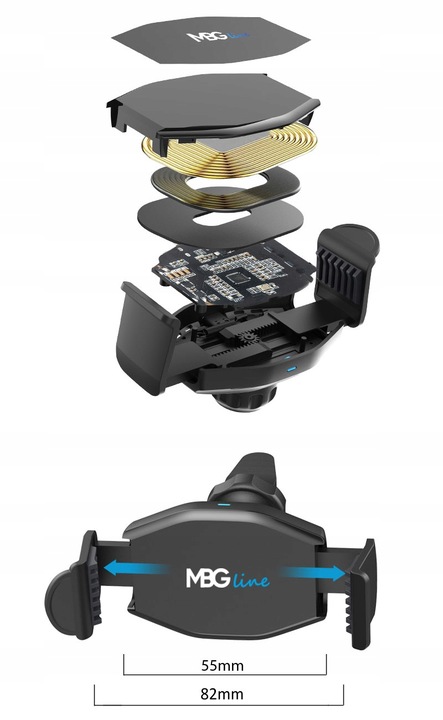 UCHWYT SAMOCHODOWY Z ŁADOWARKĄ INDUKCYJNĄ 15W QI