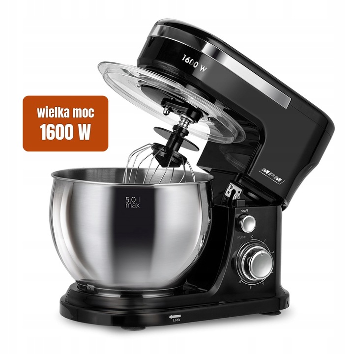Robot kuchenny planetarny wielofunkcyjny 2 misy zestaw czarny MPM MRK-21