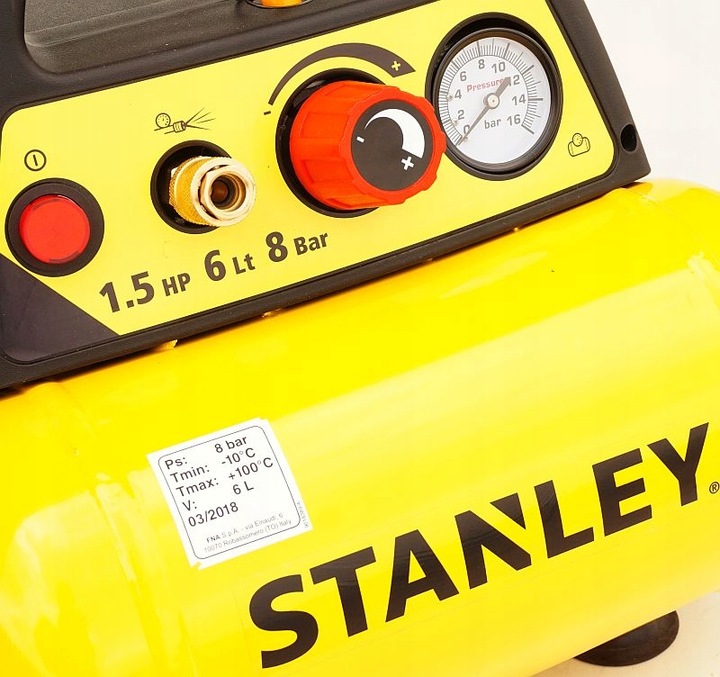 STANLEY KOMPRESOR BEZOLEJOWY SPRĘŻARKA 6L 8 bar