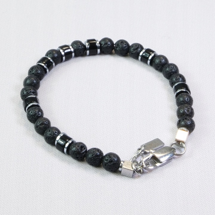 Bransoletka Męska Srebrna Prezent Dla Faceta Prezent Na Święta Lawa Onyks