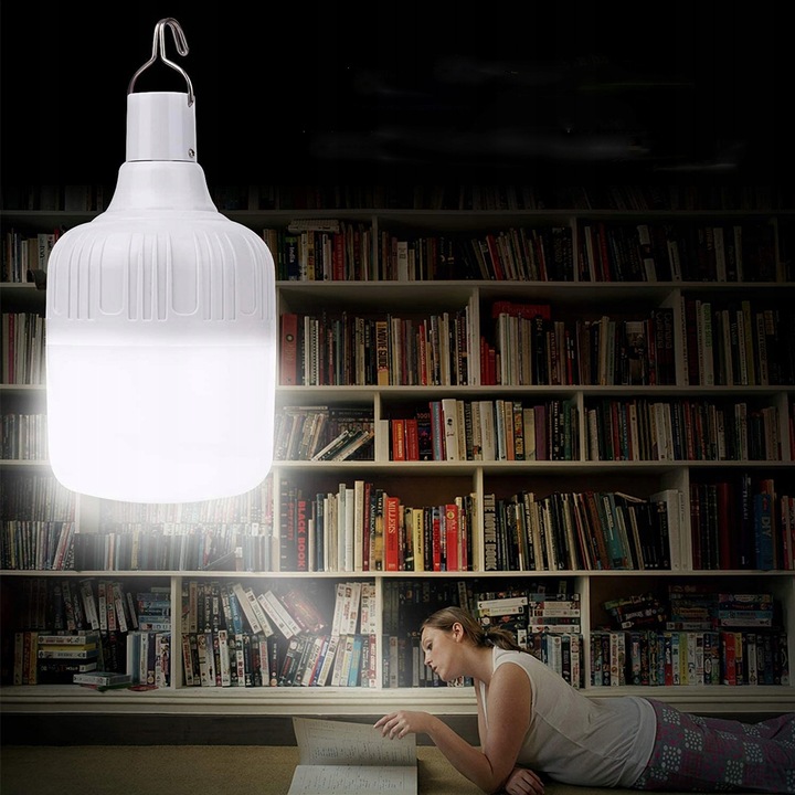 LAMPA KEMPINGOWA ŻARÓWKA LED LAMPKA DO NAMIOTU Z HACZYKIEM I AKUMULATOREM