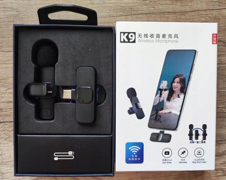 2xMIKROFON KRAWATOWY BEZPRZEWODOWY PRZYPINANY USB-C Lightning do IPhone 2w1