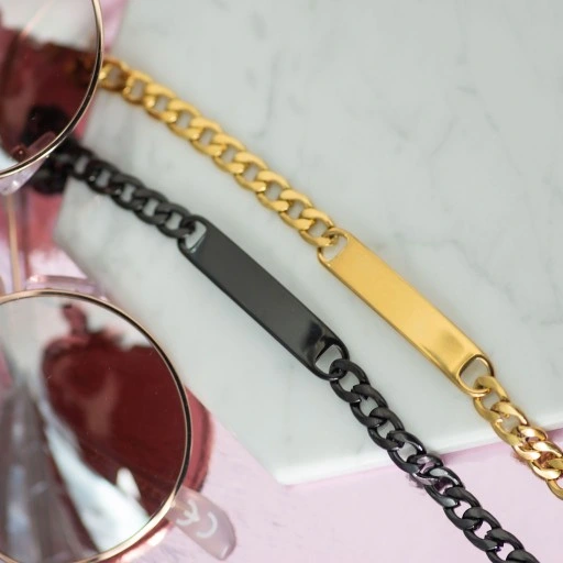 Bransoletki dla par z grawerem pancerka ze stali