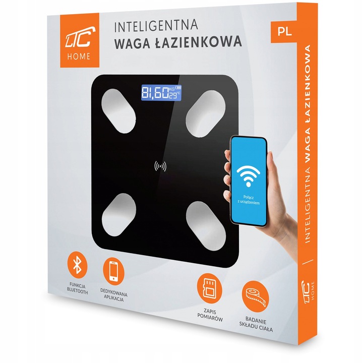 WAGA ŁAZIENKOWA ANALITYCZNA CZUJNIKI SMART+ ANDROID iOS / PRECYZYJNY POMIAR