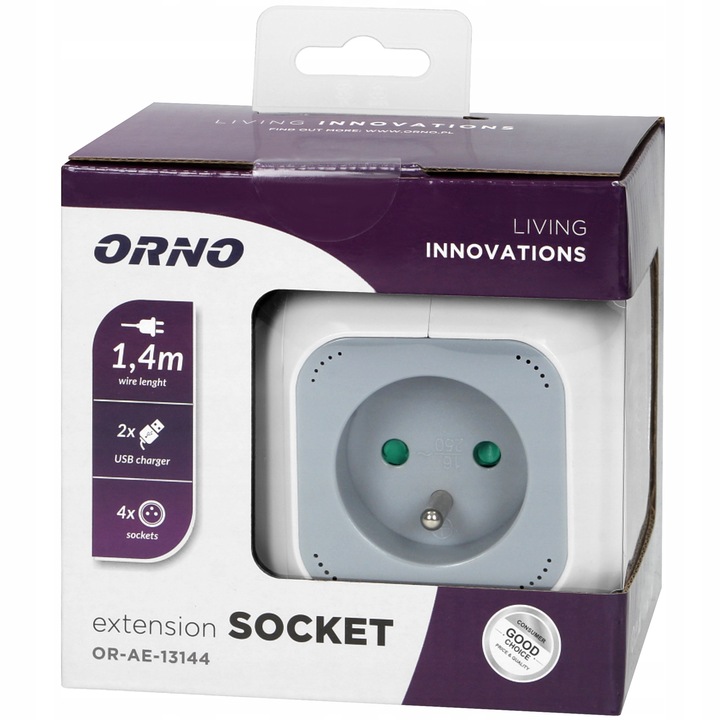 Przedłużacz Listwa Kostka Magic Cube 4-Gniazda 2x USB Ładowarka Kabel 1,4m