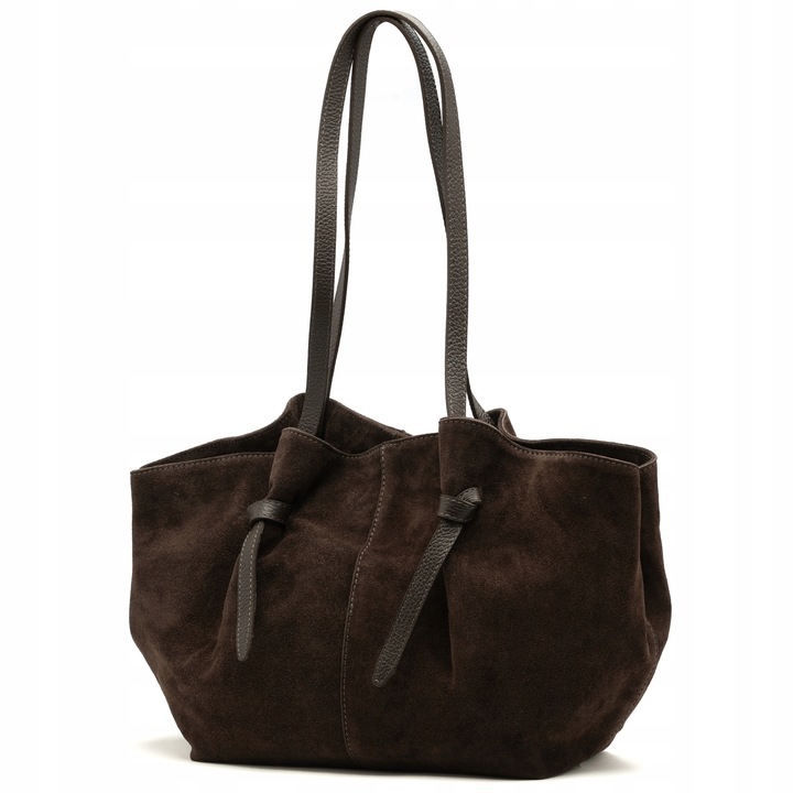 Vera Pelle torebka shopper skóra naturalna zamszowa brązowy