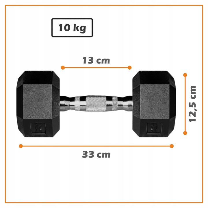HANTLA HEX - HANTLE ŻELIWNE STALOWE GUMOWANE - 10 kg - PROFESJONALNE