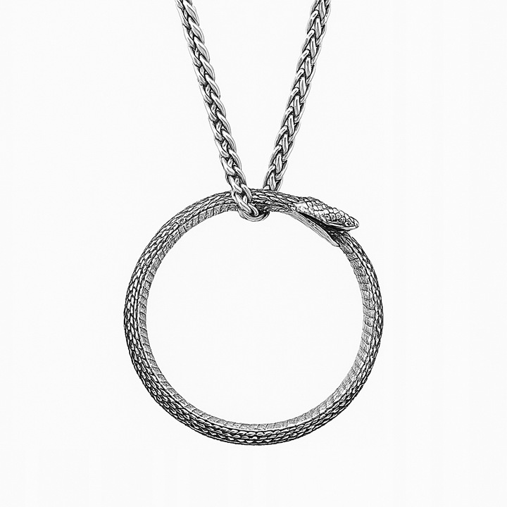 NASZYJNIK WĄŻ UROBOROS ODRODZENIE SYMBOL NIESKOŃCZONOŚCI