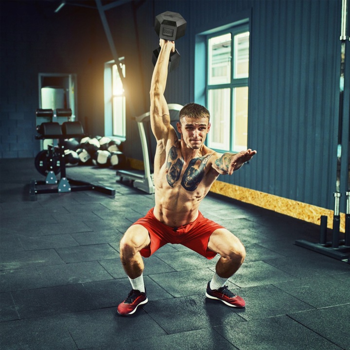 HANTEL ŻELIWNY OGUMOWANY CIĘŻAREK HEX 10KG SOLIDNY WYTRZYMAŁY STALOWY PRO