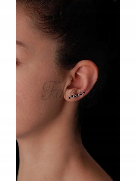 NAUSZNICE DŁUGIE CZARNY KRYSZTAŁ k2528 - 0,8g.