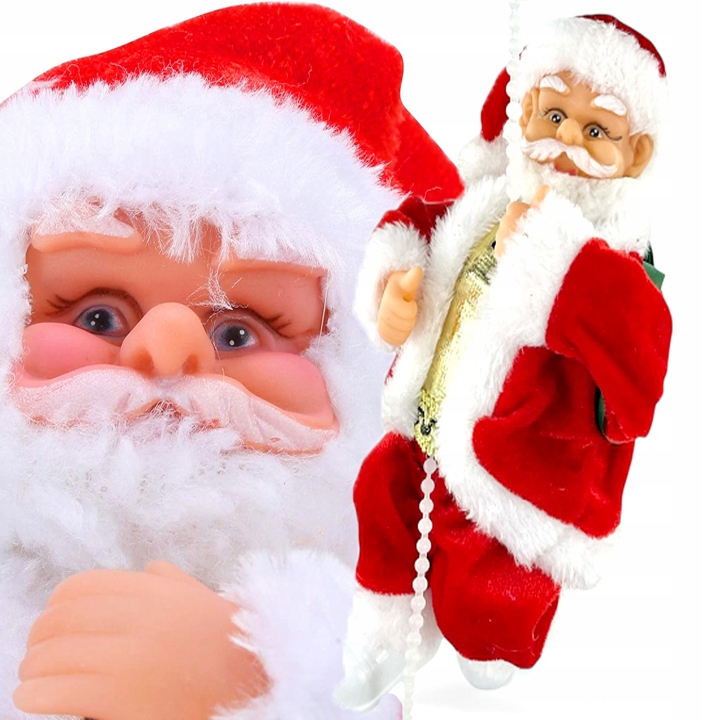 MIKOŁAJ WSPINAJĄCY SIĘ NA LINIE 100CM MELODYJKA NA PREZENT ŚWIĘTA WCHODZĄCY