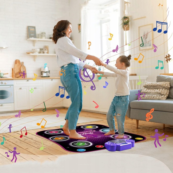 MATA DO TAŃCA DLA DZIECI MUZYKA BLUETOOTH 6 STRZAŁEK ŚWIETLNYCH LED