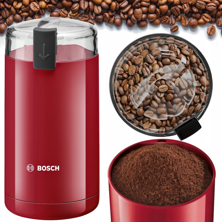 ELEKTRYCZNY MŁYNEK DO KAWY BOSCH TSM6A014R CZERWONY 180W SUPER MOC 150g/min