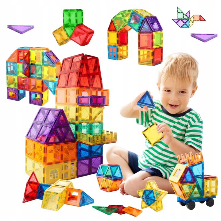 KLOCKI MAGNETYCZNE 3D 100 ELEMENTÓW KOLOROWE EDUKACYJNE ZESTAW DLA DZIECI