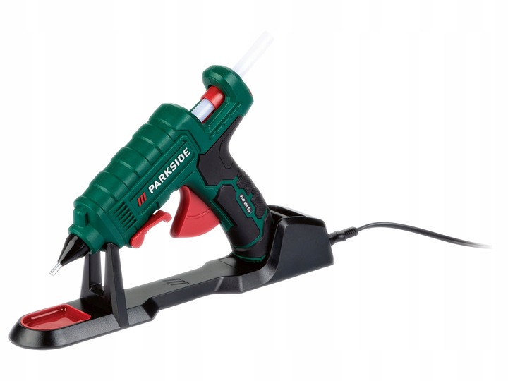 PISTOLET DO KLEJU NA GORĄCO PARKSIDE PHP + STACJA + ZAPAS KLEJU Nowy model