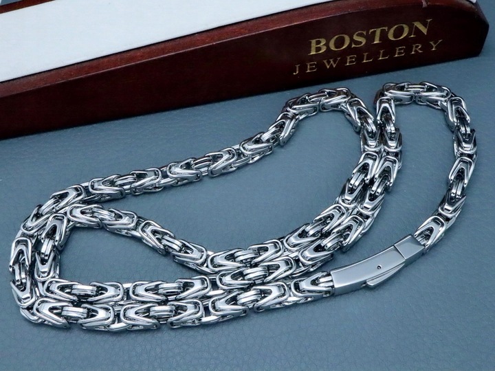 GRUBY SREBRNY ŁAŃCUSZEK NA SZYJĘ SPLOT KRÓLEWSKI