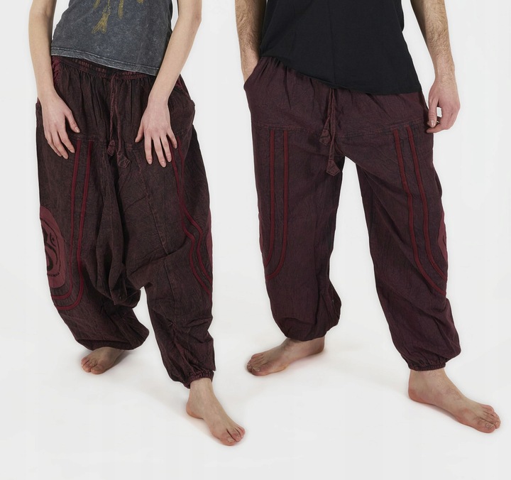 Luźne etno spodnie stonewashed czerwone OM
