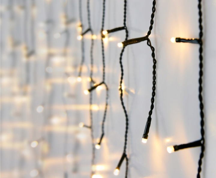 KURTYNA świetlna sople 180 led szer. 6 m na zewnątrz światło białe ciepłe