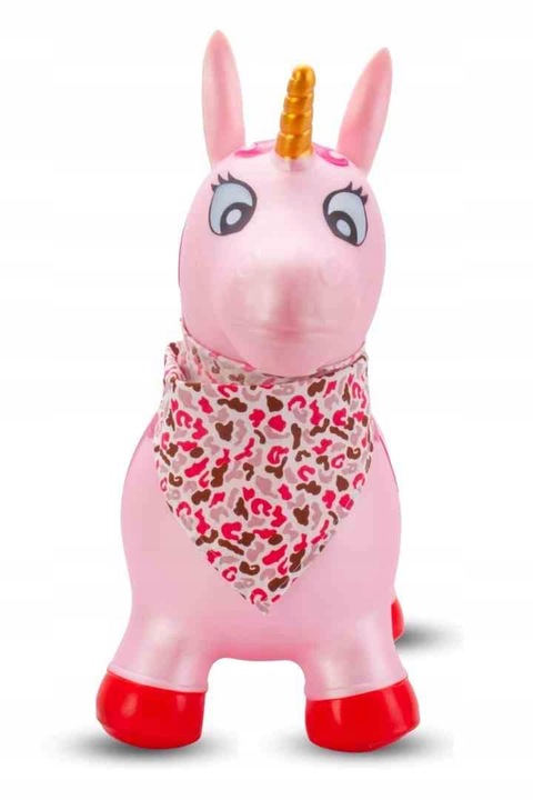 Skoczek gumowy dla dzieci JEDNOROŻEC 60 cm różowy perłowy z bandaną do skak