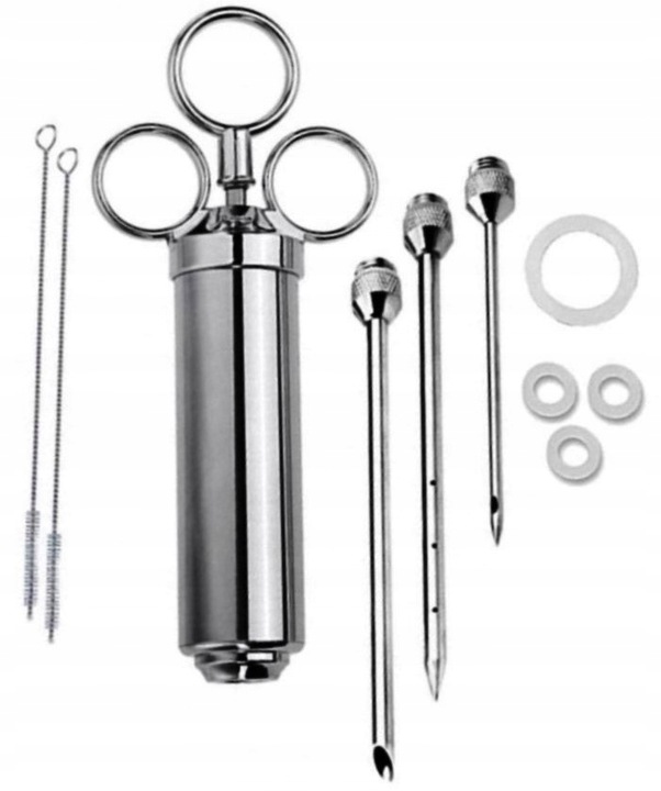 Strzykawka do PEKLOWANIA Natrysku Mięsa MARYNATĄ NASTRZYKIWARKA Stal 3 IGŁY