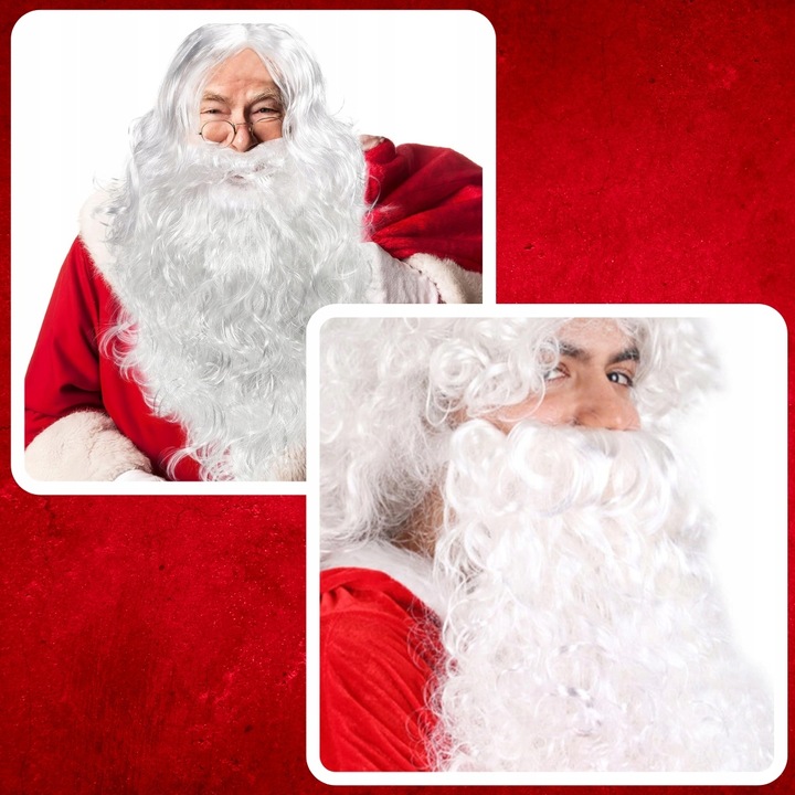 PERUKA I BRODA ZESTAWU ŚWIĘTEGO MIKOŁAJA STRÓJ ŚWIĘTY MIKOŁAJ BOŻ