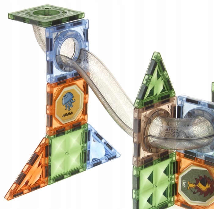 Klocki Magnetyczne Konstrukcyjne Świecące Tor Kulkowy Kulodrom Panele 69 el