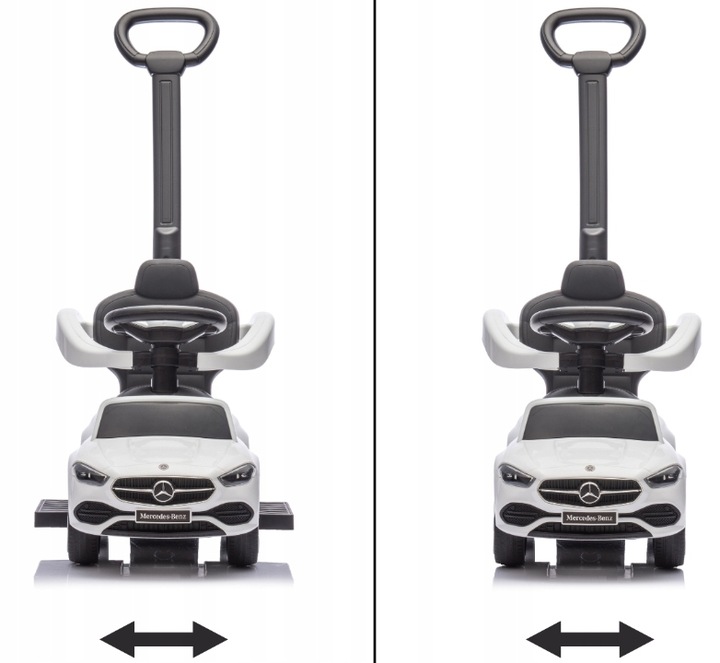Mercedes C-Class Pojazd Z Rączką Dla Dzieci Jeźdźik Autko Pchacz Biały 12m+