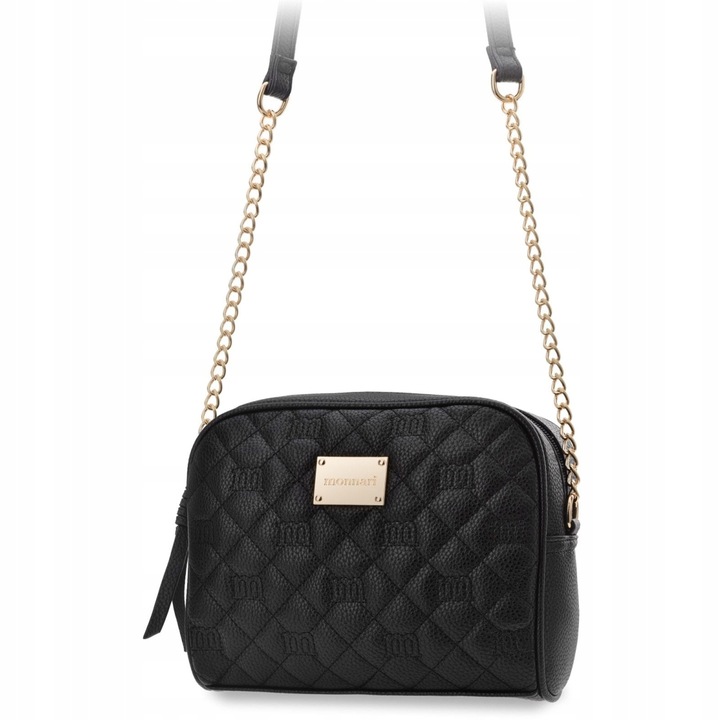 Pikowana Torebka Na Ramię Listonoszka Monnari Z Łańcuszkiem Logo Czarna