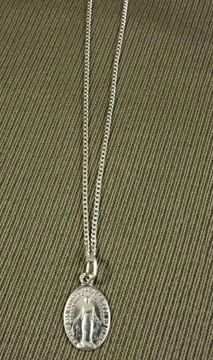 SREBRNY ZESTAW KOMUNIJNY ŁAŃCUSZEK+CUDOWNY MEDALIK