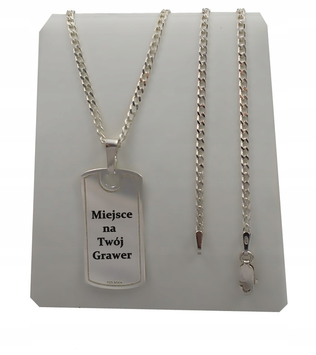 SREBRNY PEŁNY ŁAŃCUSZEK DZIECIĘCY PANCERKA NIEŚMIERTELNIK PR. 925 + GRAWER
