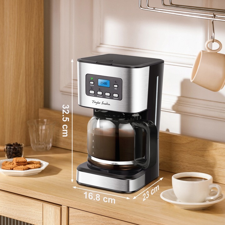 Ekspres przelewowy do kawy 950W 1,5L podtrzymanie temp czarny Taylor Swoden