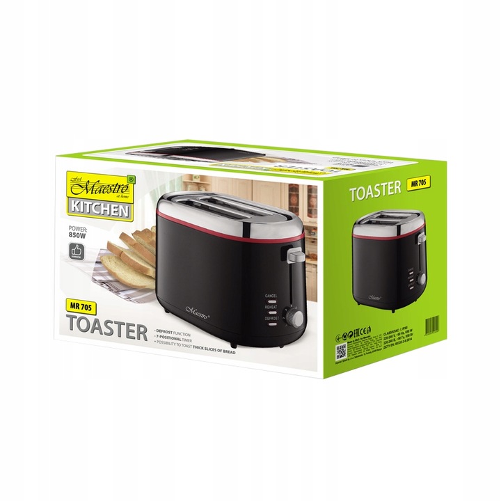 TOSTER OPIEKACZ kanapek tostów MAESTRO MR-705 7 POZIOMÓW 850W 2 kromki