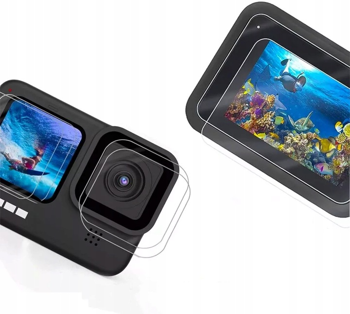 Szkło Hartowane na Ekrany Obiektyw Zestaw 3 Komplety do GoPro 12 11 10 9