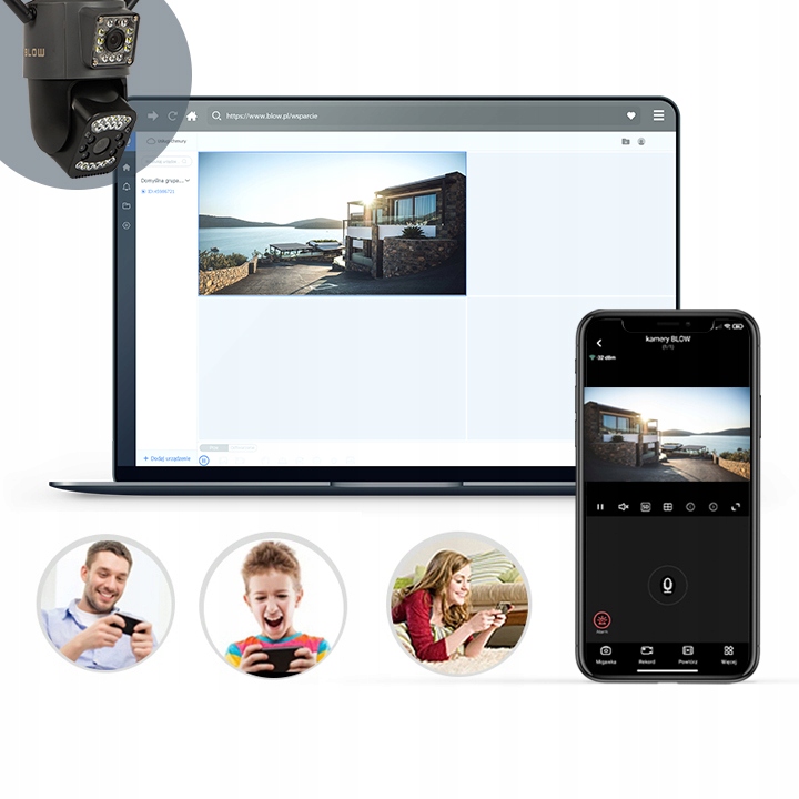 KAMERA OBROTOWA WIFI ZEWNĘTRZNA 2xOBIEKTYW 2+2MP 2W1 ZOOM 2K DETEKCJA BLOW