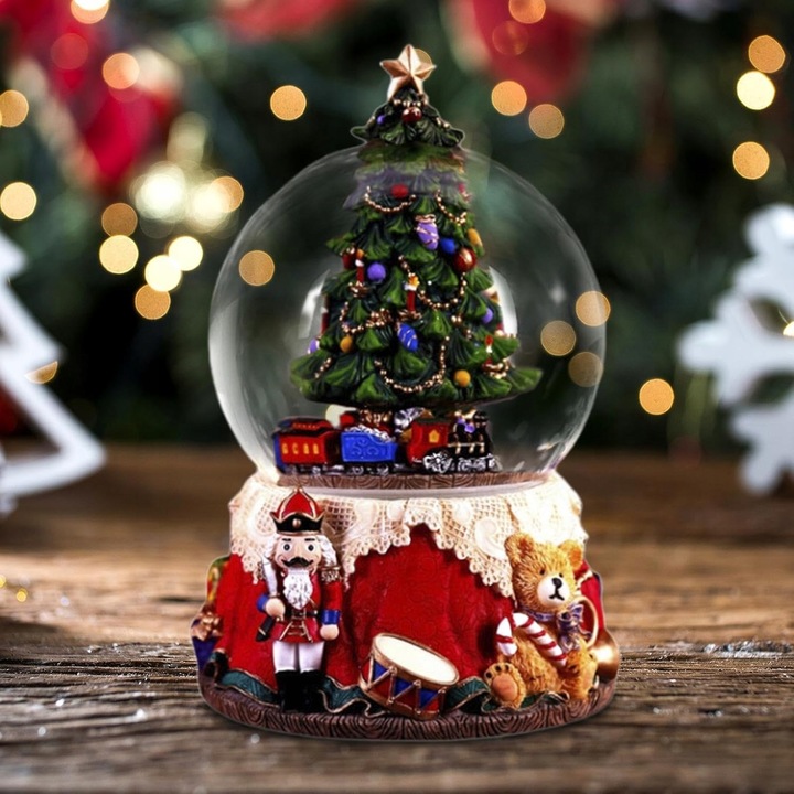 ŚWIĄTECZNA ŚNIEŻNA SCENA POZYTYWKA KRYSZTAŁOWA KULA LED CHOINKA