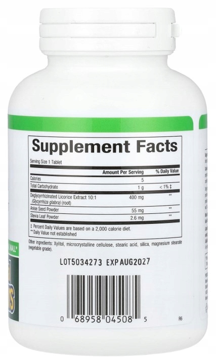 Natural Factors - DGL | Deglicyryzynowy ekst. z lukrecji | 400mg | 90 tab.