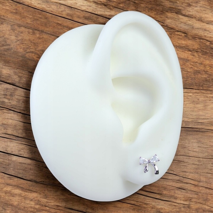 KOLCZYKI SREBRNE 925 Rodowane z cyrkoniami KOKARDKI KOKARDY Wkrętki Dzieci